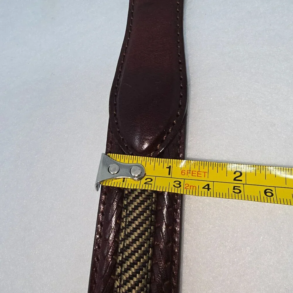 Brighton Belt P2707 Mens 36 Brown Leather Woven Inlay Brass Buckle